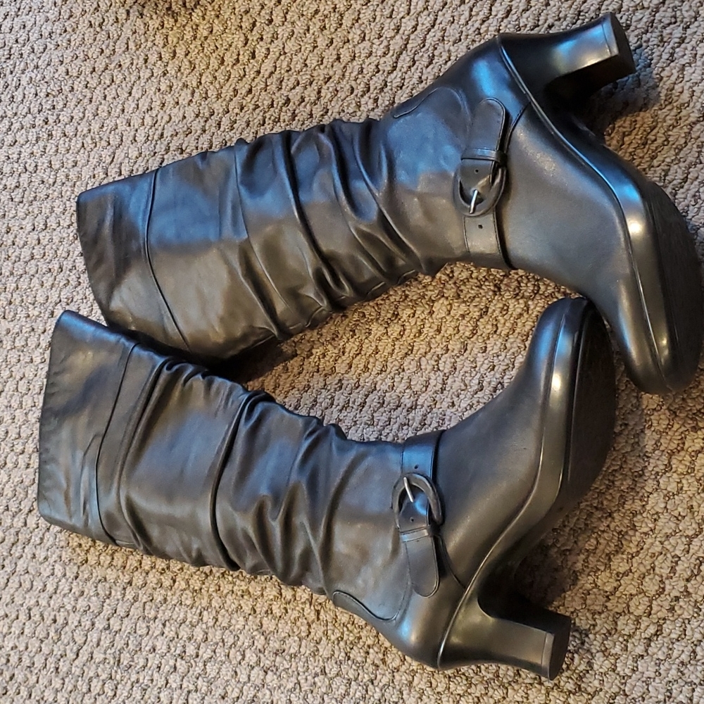 Dansko leather black boots knee length